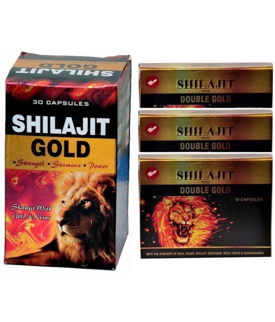 G&G Pharmacy Shilajit Gold Cap 30no.s & Shilajit With Double Gold Capsule 10no.s Pack of 3 Combo