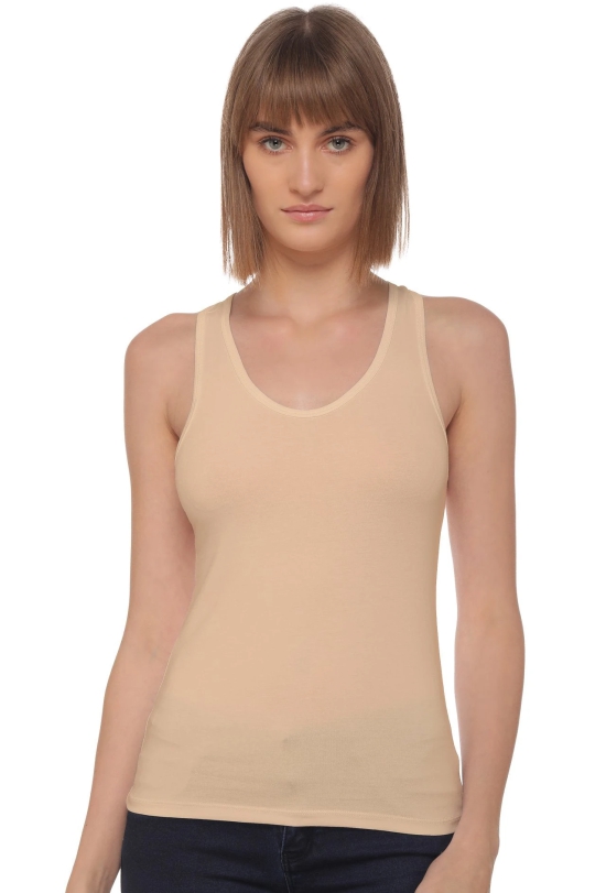 Sona 8008 Beige Racer Back for Gym Workout, Exercise, Yoga Camisole-XXL / Beige / Cotton