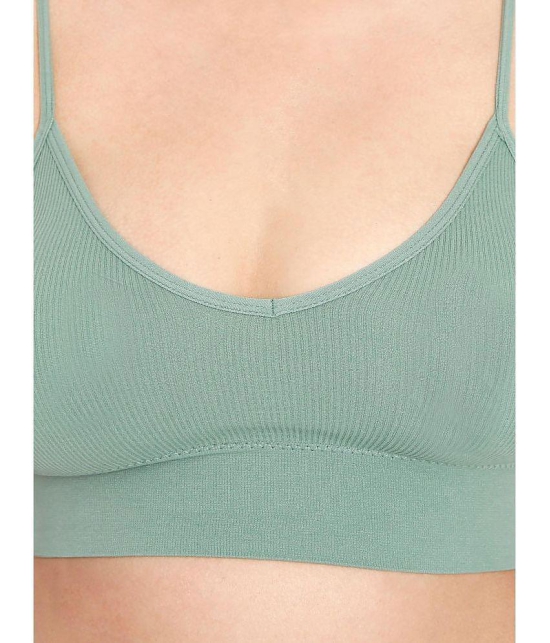 ILRASO - Green Cotton Blend Removable Padding Women's Sports Bra ( Pack of 1 ) - None