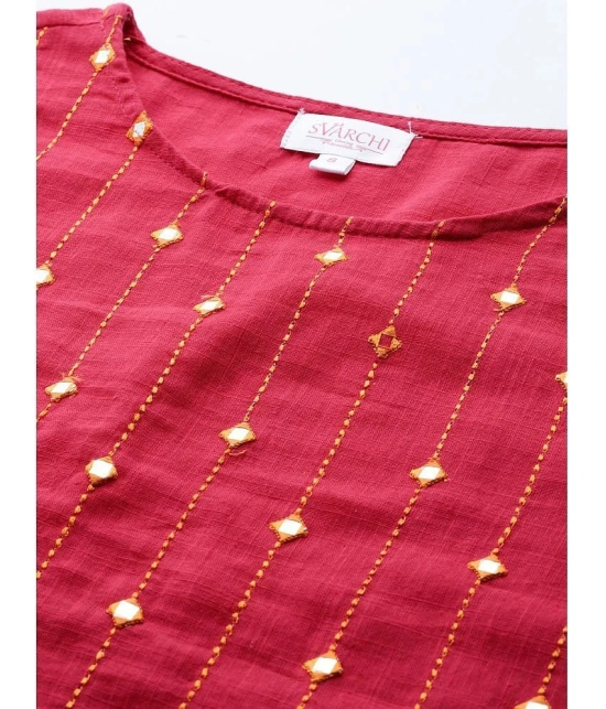 SVARCHI - Pink Cotton Womens Straight Kurti ( Pack of 1 ) - None