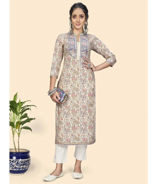 Vbuyz - Beige Cotton Womens Straight Kurti ( Pack of 1 ) - None