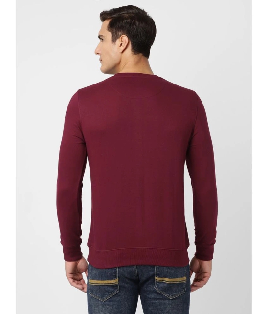 UrbanMark Men Regular Fit Printed Full Sleeves Round Neck Fleece Sweatshirt-Wine - None