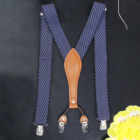 Peluche Eloquent Striped Blue 4 Clips Suspender