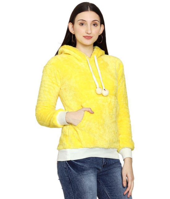 PPTHEFASHIONHUB Faux Fur Women''s Hooded Sweatshirt ( Yellow ) - None