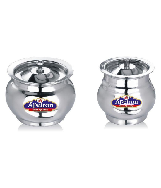 APEIRON Ghee pot Steel Food Container Set of 2 300 mL - Silver