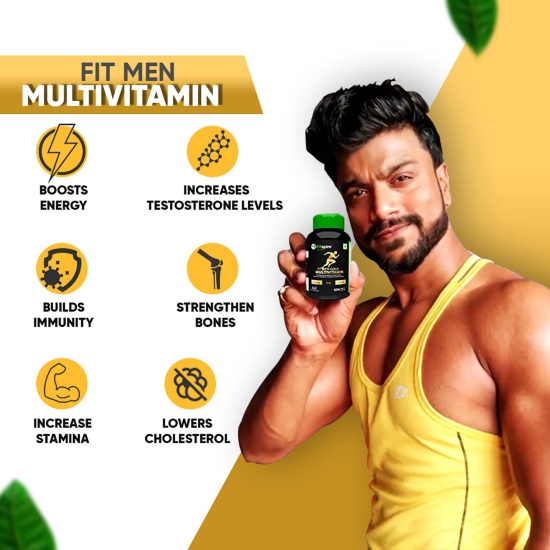 Fitspire Fit Men Gold Multivitamin for Men to Increase Immunity, Energy, Stamina, 60 Capsules