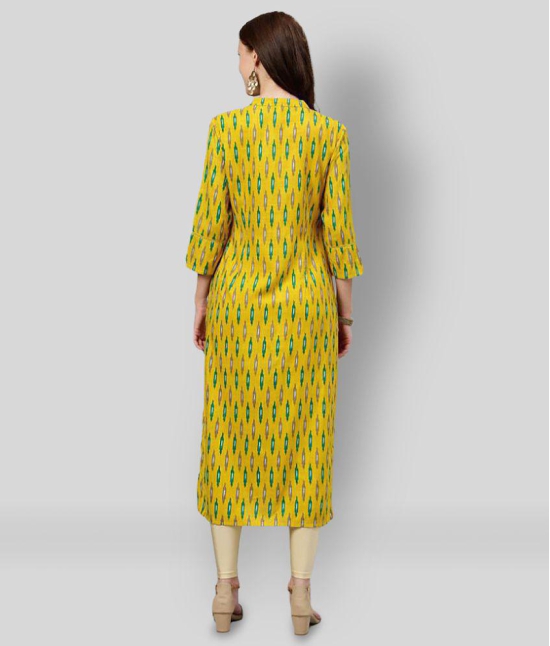 KIPEK - Yellow Rayon Womens Straight Kurti - S