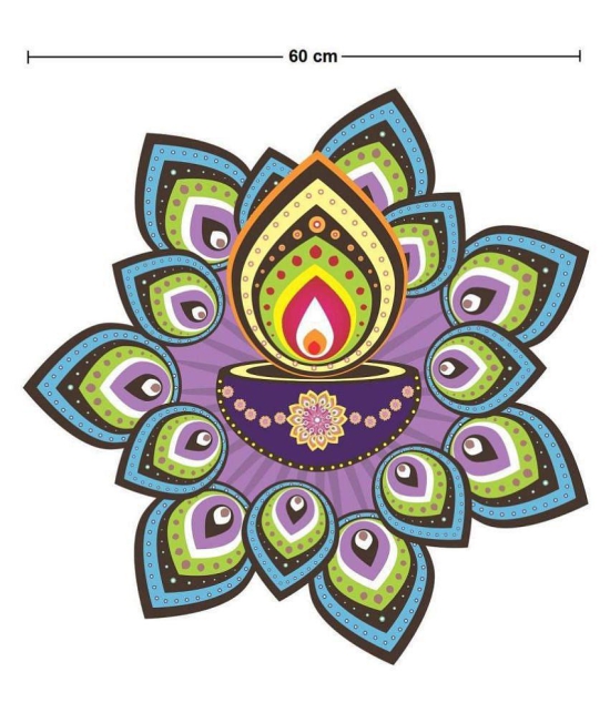 Asmi Collection Beautiful Diya Rangoli Festive Sticker ( 60 x 60 cms )