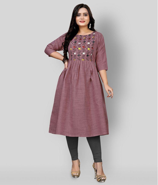 Rangrasiya - Pink Cotton Blend Women's Flared Kurti ( Pack of 1 ) - None