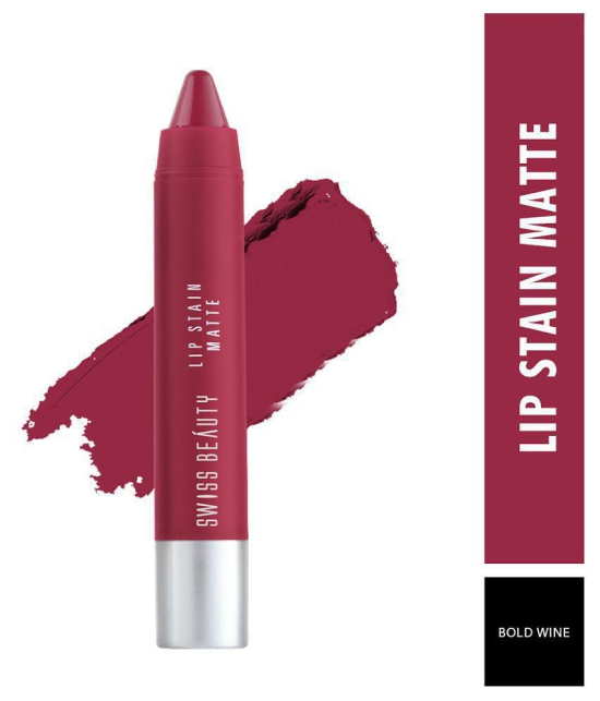 Swiss Beauty Lip Stain Matte Lipstick Lipstick (Bold Wine), 3gm