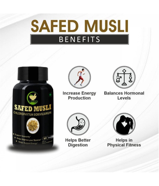 FIJ AYURVEDA Safed Musli Extract Capsule for Stamina & Strength, 60 Capsules