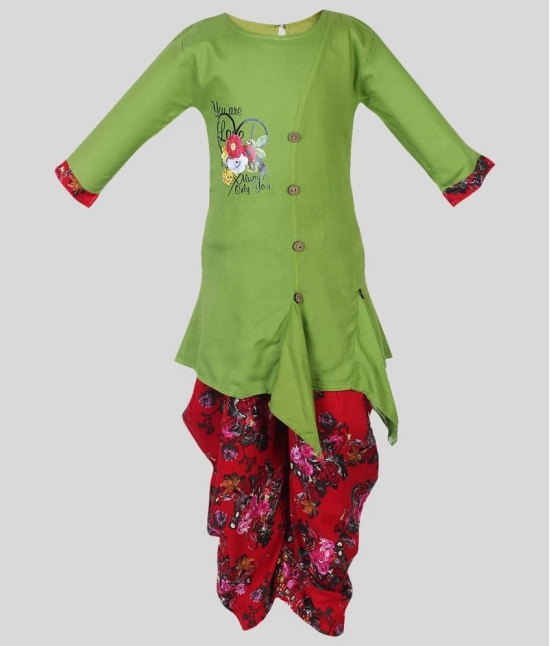 Arshia Fashions Girls Kurti Rayon Patiyala Harem Dhoti Suit Green - None