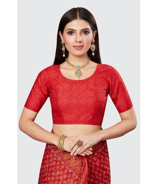 SHANVIKA - Red Cotton Saree With Blouse Piece ( Pack of 1 ) - Red