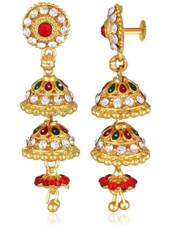 Vighnaharta Golden Jhumki Earrings ( Pack of 1 ) - Golden