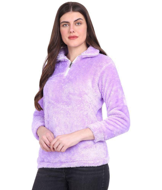 PPTHEFASHIONHUB Faux Fur Womens Non Hooded Sweatshirt ( Purple ) - None