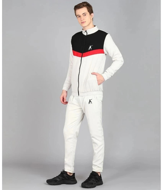 Preen Off-White Polyester Regular Fit Colorblock Mens Sports Tracksuit ( Pack of 1 ) - None