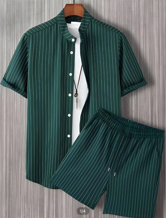 Dapper Stripes Co-ord Set - Green-S - 36 / Green