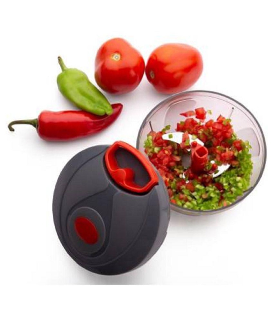 HOMETALES Compact Manual Handy Chopper - 450 ml, Black - Red