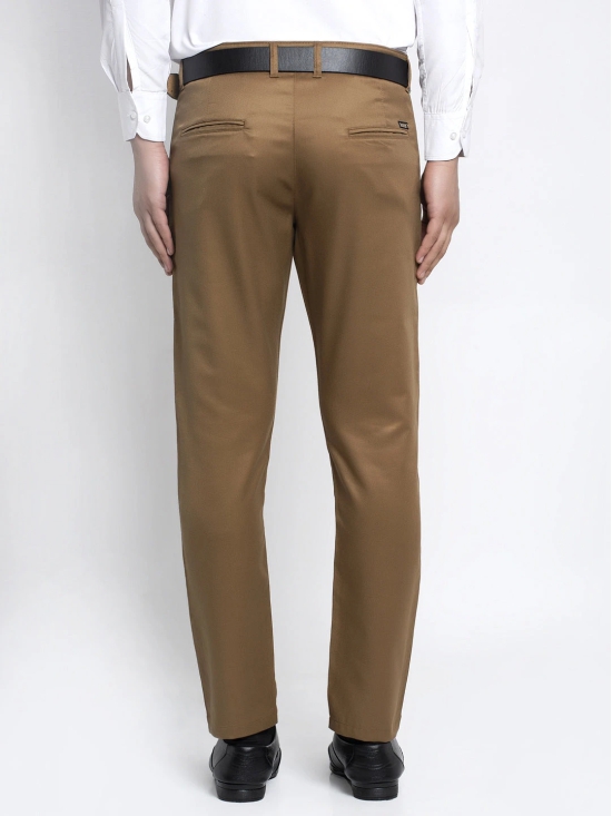 Indian Needle Men's Brown Tapered Fit Formal Trousers-32 / Brown