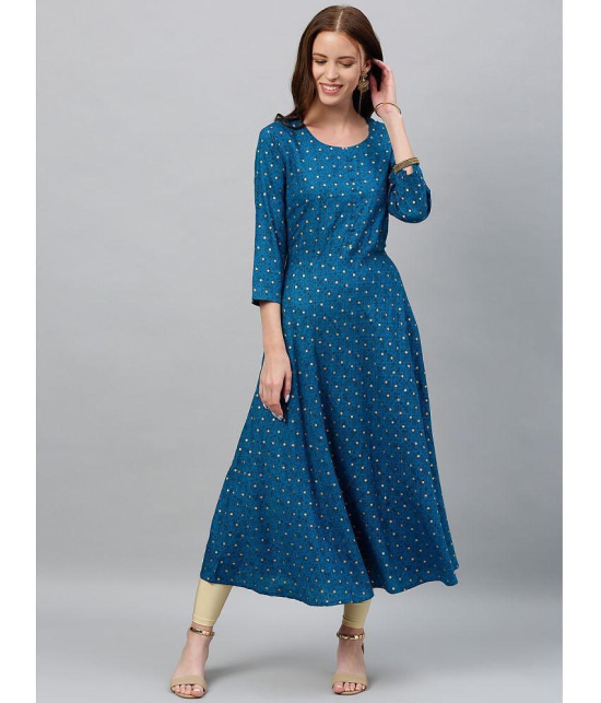 KIPEK - Blue Rayon Women's Flared Kurti ( Pack of 1 ) - None