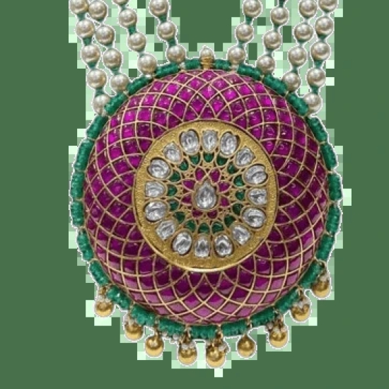 Exquisite Kundan Meenakari Pearl Necklace Set with Ruby Stones