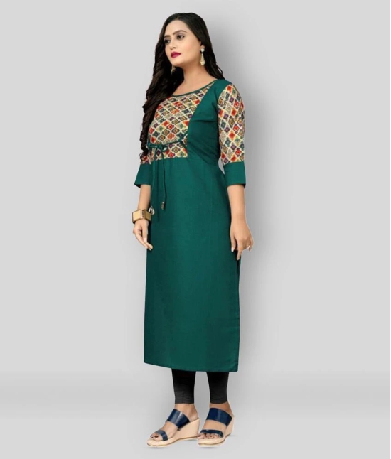 Rangrasiya - Green Cotton Blend Womens Straight Kurti ( Pack of 1 ) - 6XL