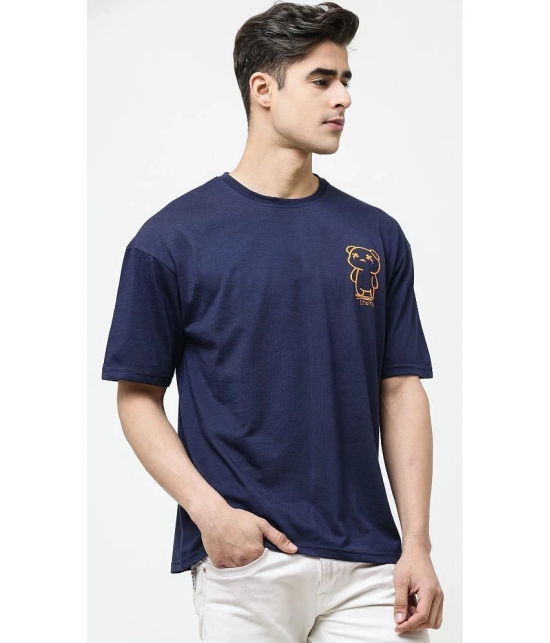 Leotude - Navy Cotton Blend Oversized Fit Mens T-Shirt ( Pack of 1 ) - None