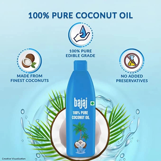 Bajaj 100 Pure Coconut Oil 600ml Clear CNO 600-Bajaj 100% Pure Coconut Oil 600ml, Clear, (CNO 600)