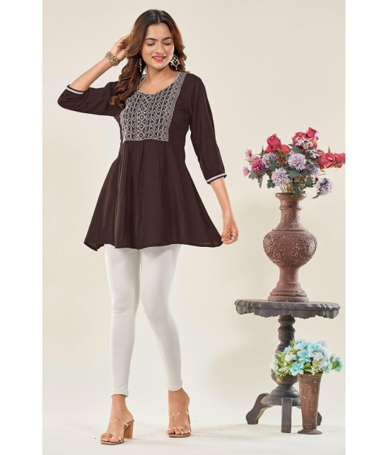 Glomee - Brown Viscose Women's Tunic ( Pack of 1 ) - None