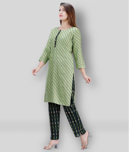 JC4U - Green Straight Rayon Women's Stitched Salwar Suit ( Pack of 1 ) - None