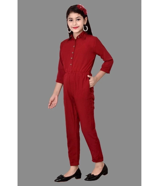 Arshia Fashions - Maroon Crepe Girls Jumpsuit ( Pack of 1 ) - None