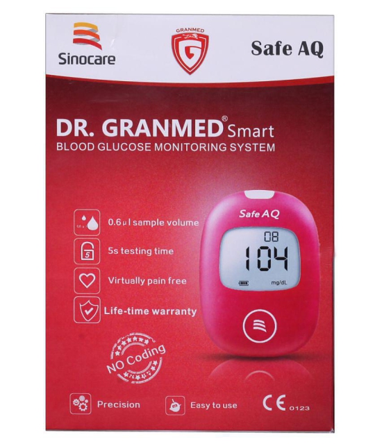 DR GRANMED Safe AQ Smart Blood Glucometer with 25 Strips Expiry March 2024