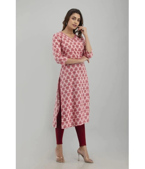 Frionkandy - Red Cotton Womens Straight Kurti ( Pack of 1 ) - None