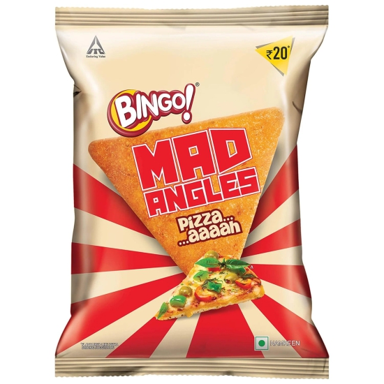 Bingo! Mad Angles Pizza Flavour, Corn-Based Crunchy Chips 66gm