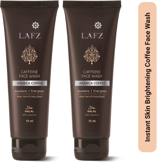 Lafz Caffeine Face wash for Bright and Moisturized Skin with Arabica Coffee, Aloe Vera and Holy Basil - For Men & Women (150ml Pack of 2)