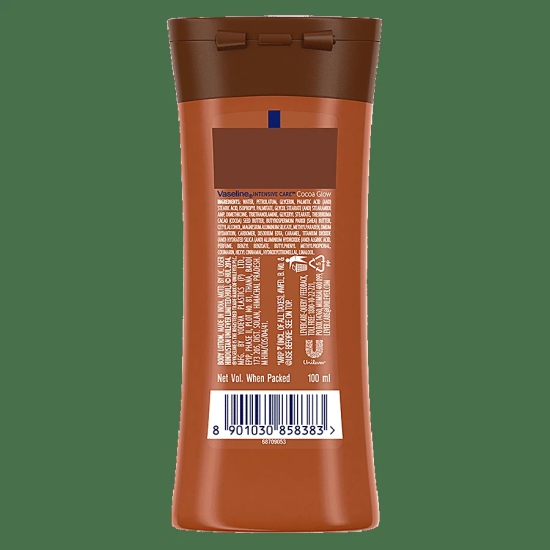 Vaseline Intensive Care Cocoa Glow Body Lotion - With Shea Butter, Non-Greasy Formula, 100 Ml