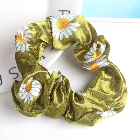 Yellow Chimes Hair Band for Girls Women Hair Accessories for Girls Hairband  Scrunchies Set For Women Floral Printed Green Satin Scrunchies Head Bands for Girls Hair Ties Head Band for Girls Gift