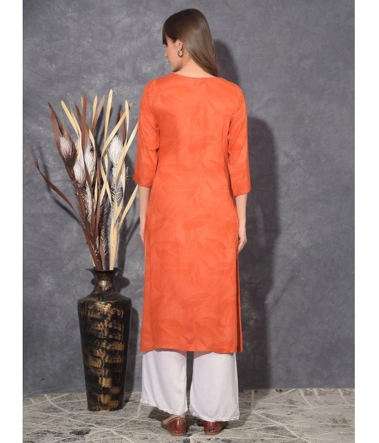 Mamoose Rayon Self Design Straight Womens Kurti - Orange ( Pack of 1 ) - None