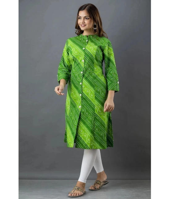 Lee Moda - Green Cotton Womens Front Slit Kurti ( Pack of 1 ) - None