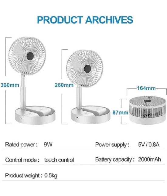 Rechargeable 3 Speed Table Desk Fan for Home, Table Fan with Strong Airflow Quiet Operation Portable Pedestal Fan Speed Adjustable Fan Assorted - Assorted