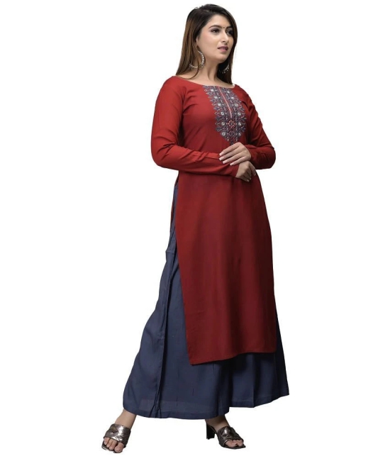 Maquien - Maroon Rayon Womens Straight Kurti - None