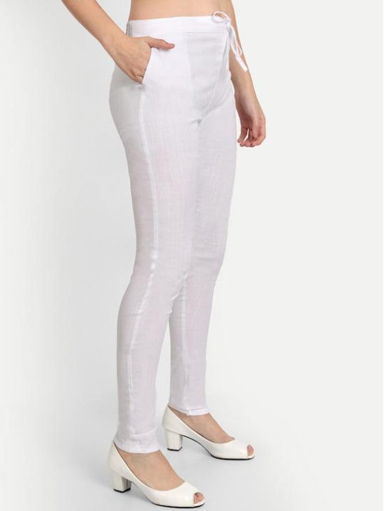 Women White Solid Regular Trouser