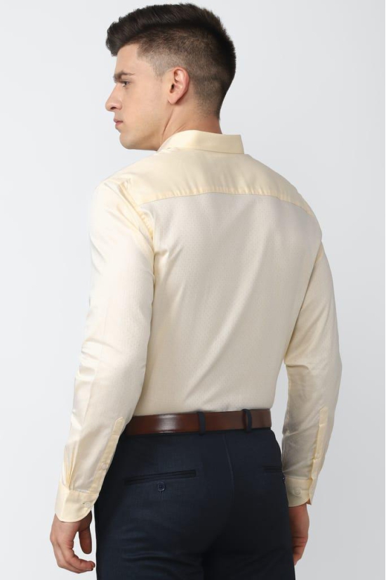 Men Beige Slim Fit Formal Full Sleeves Formal Shirt