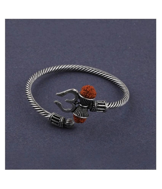 SILVER SHINE Adjustable  Trishul Damroo Rudraksha Bahubali Kada Bracelet Mahakal For Men Boys Girls - None