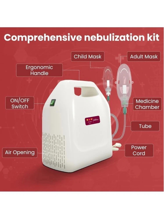 AGEasy Compact & Low Noise Compressor Machine Kit with Mouth Piece Nebulizer (White)