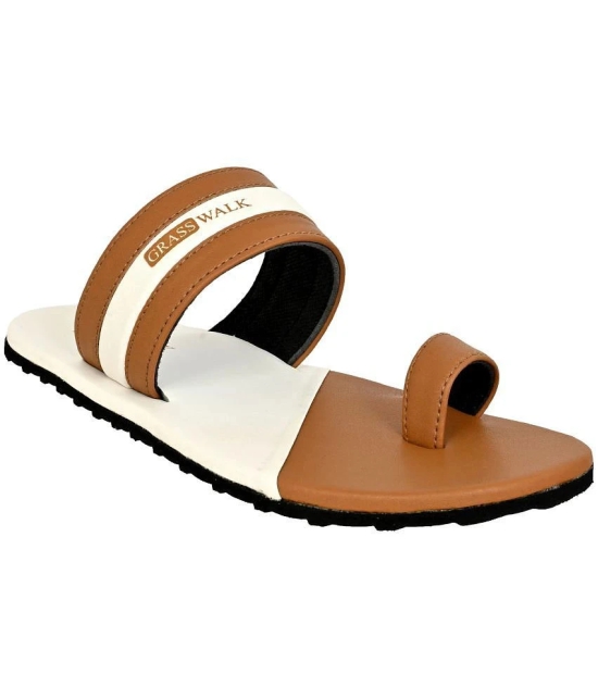 GRASS WALK Tan Mens Leather Slipper - None