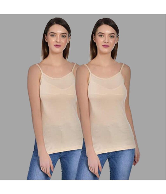 AIMLY Cotton Camisoles - Beige Pack of 2 - None