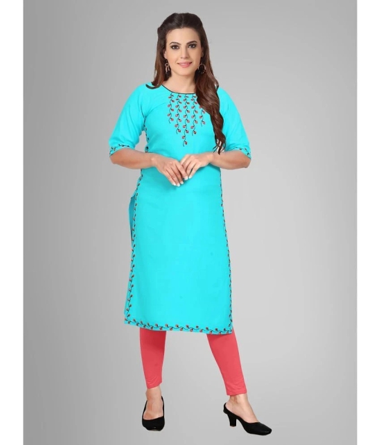 Kapadia - Turquoise Rayon Womens Straight Kurti ( Pack of 1 ) - None