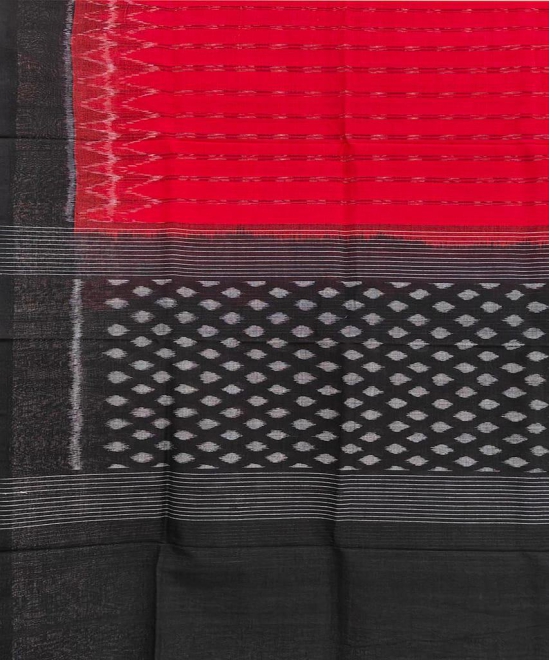 Red Black Sambalpuri Handwoven Single Ikat Cotton Dupatta