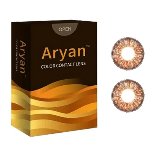 Aryan Super Premium Quarterly Disposable Color Contact lens most safest enthralling cosmetic lens for Men and Women 2 Pcs - Warm Brown (-1.75) Power--1.50 / Warm Brown